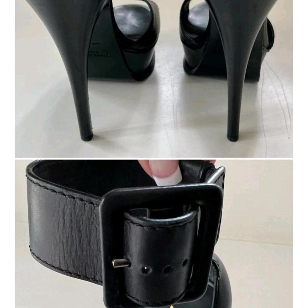Yves Saint Laurent Platform Black Sandals Size 36.5/US 6.5 Heels - Picture 3 of 14